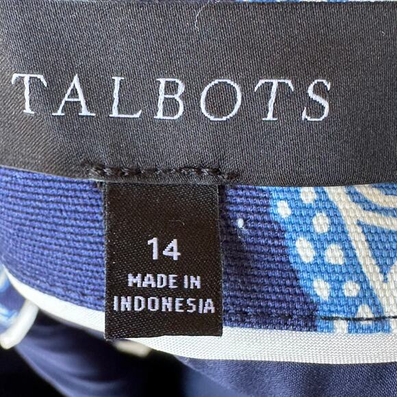 Talbots Blue White Floral Cotton Skirt 14 Resort Preppy Coastal Classic Summer - Picture 6 of 7